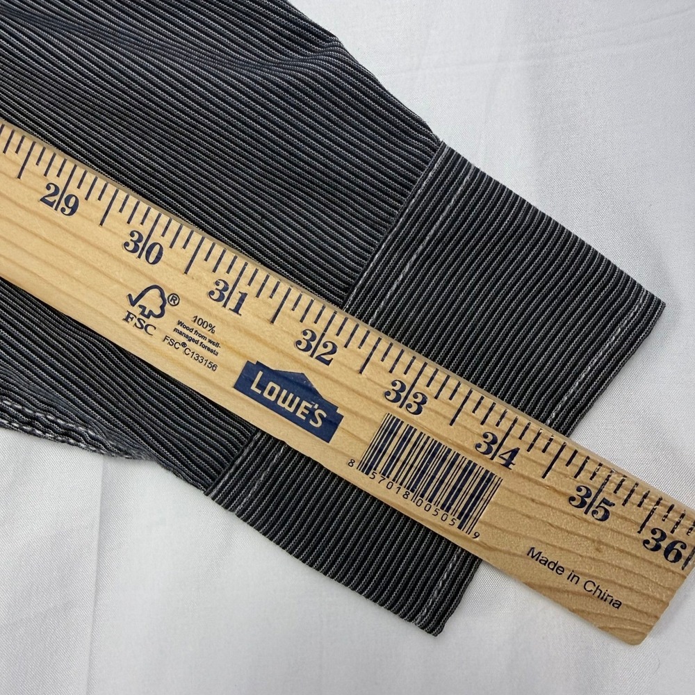 Michael Brandon Button Down Shirt Mens Large Grey Pinstripe Long Sleeve Workwear - Picture 8 of 8
